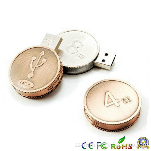 Gold Coin Metal Custom USB Flash Drive 8GB